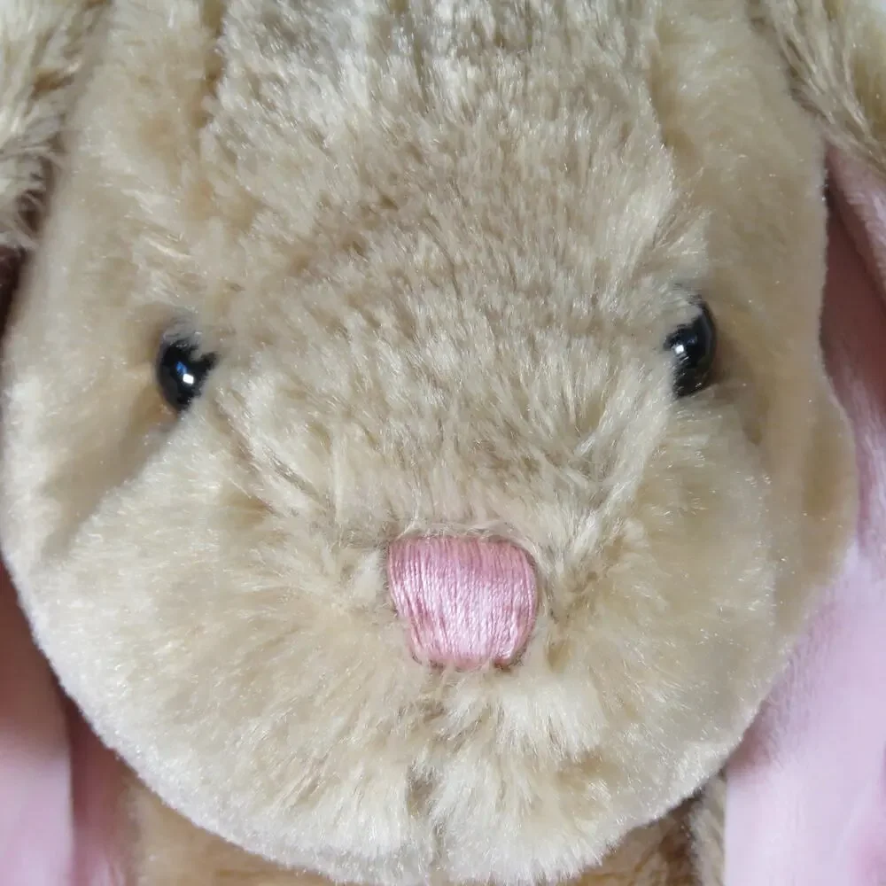 BABW Plush Light Brown Bunny, Floppy Pink Ears & Paws Stuffed Animal Soft Toy